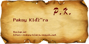 Paksy Klára névjegykártya